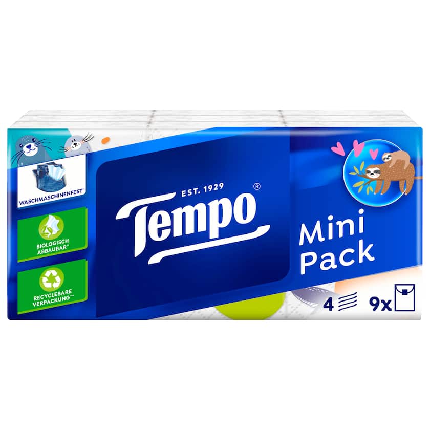 Tempo Taschentücher Mini Pack 9x5 Tücher