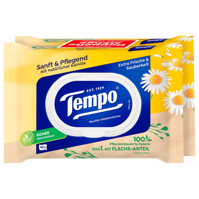 Tempo feuchte Toilettentücher sanft & pflegend 2x42 Tücher