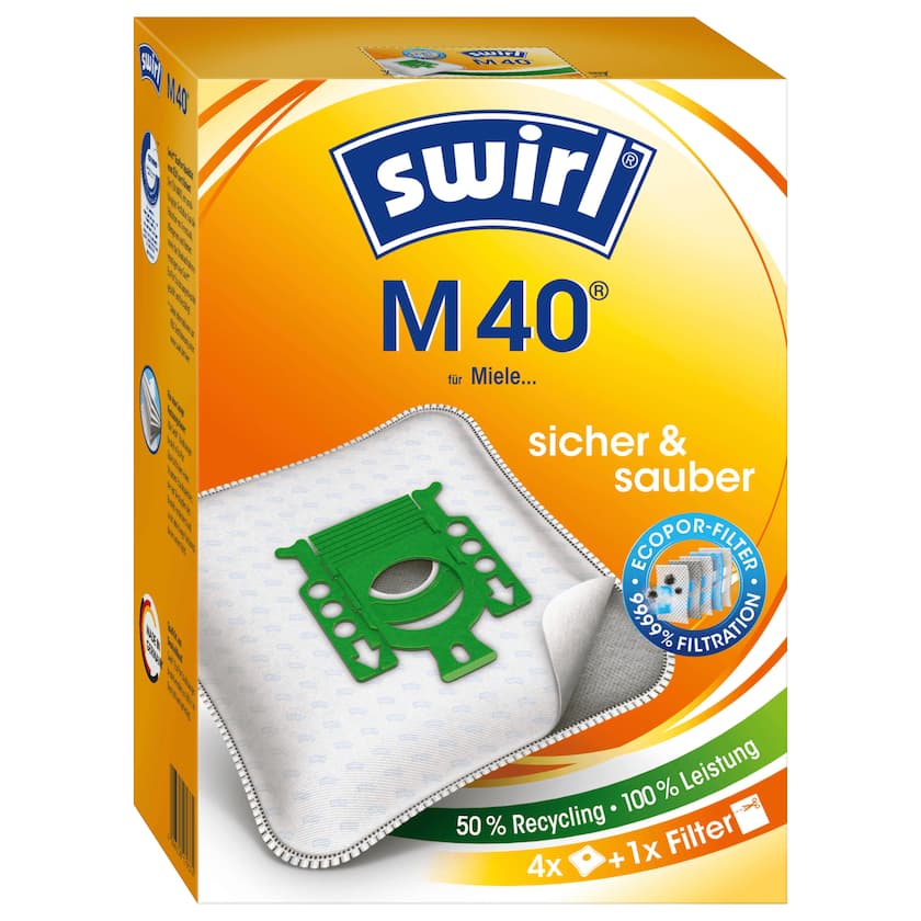 Swirl Staubsaugerbeutel M 40 MicroPor Plus 4 Stück