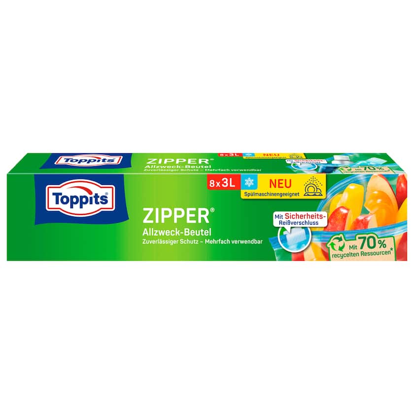 Toppits Zipper Allzweck-Beutel 3l, 8 Stück