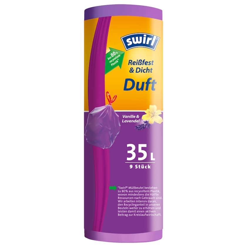 Swirl Duft-Müllbeutel Vanille-Lavendel 35l, 9 Stück