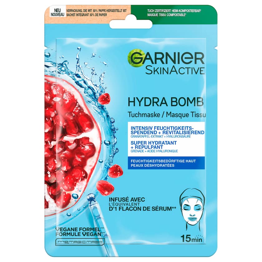 Garnier SkinActive Tuchmaske Hydra Bomb Granatapfel 1 Stück