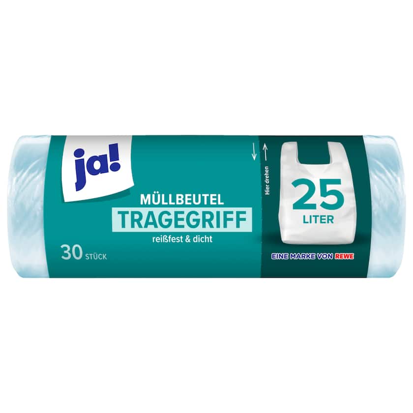 ja! Mülleimer-Beutel mit Tragegriff 25l, 30 Stück