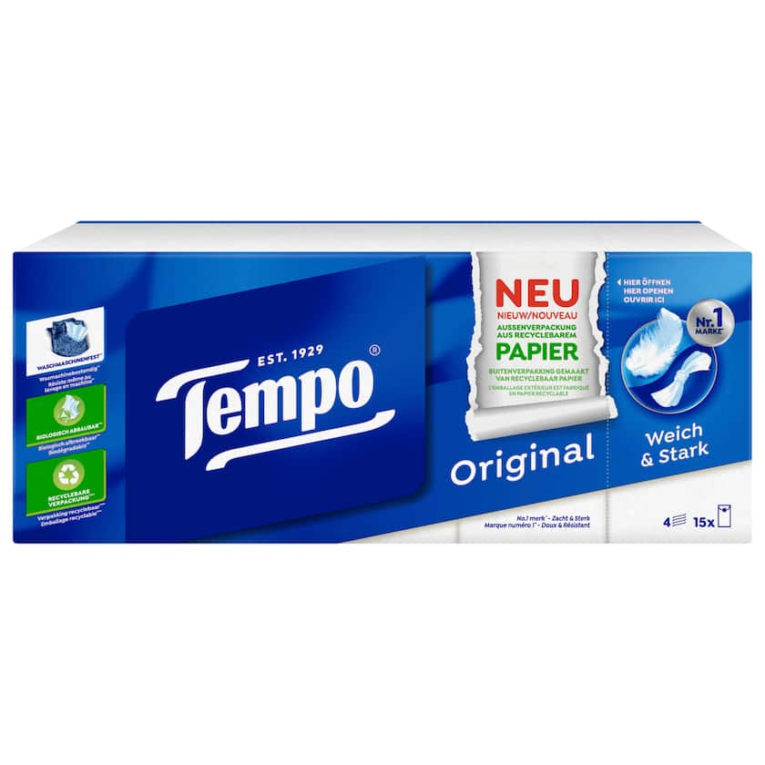 Tempo Taschentücher klassik 4-lagig, 15x10 Tücher