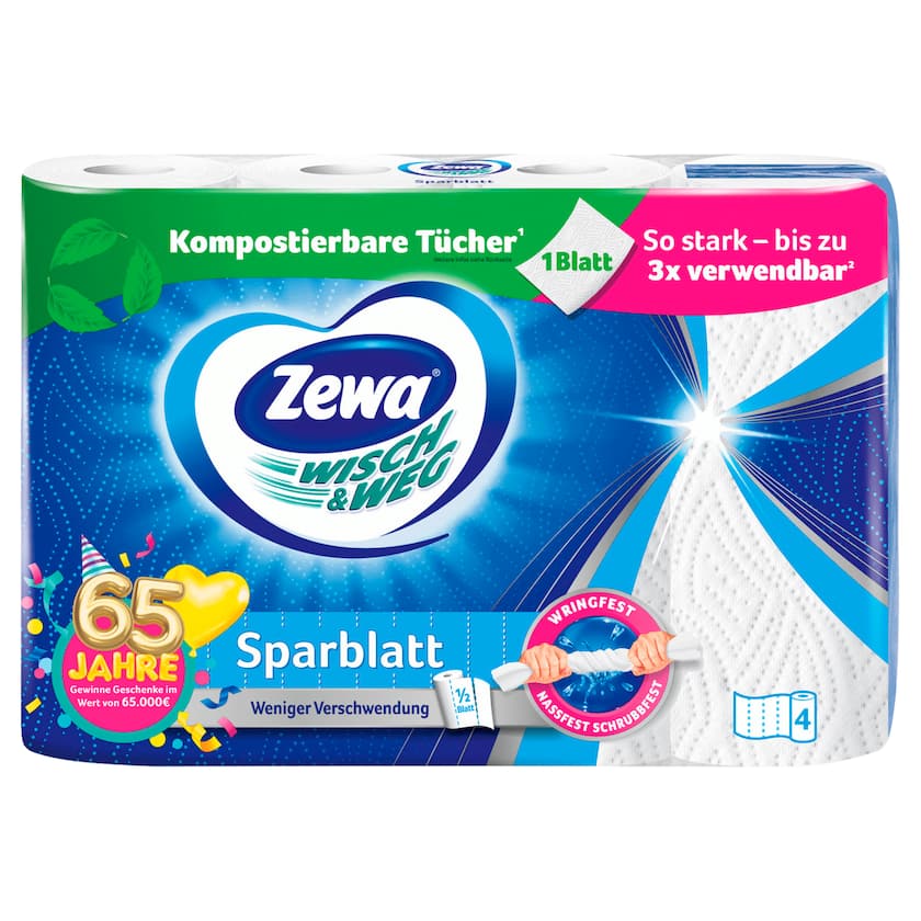 Zewa Wisch & Weg Sparblatt 4x74 Blatt