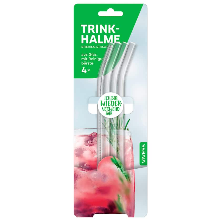 Vivess Trinkhalme Glas 4 Stück