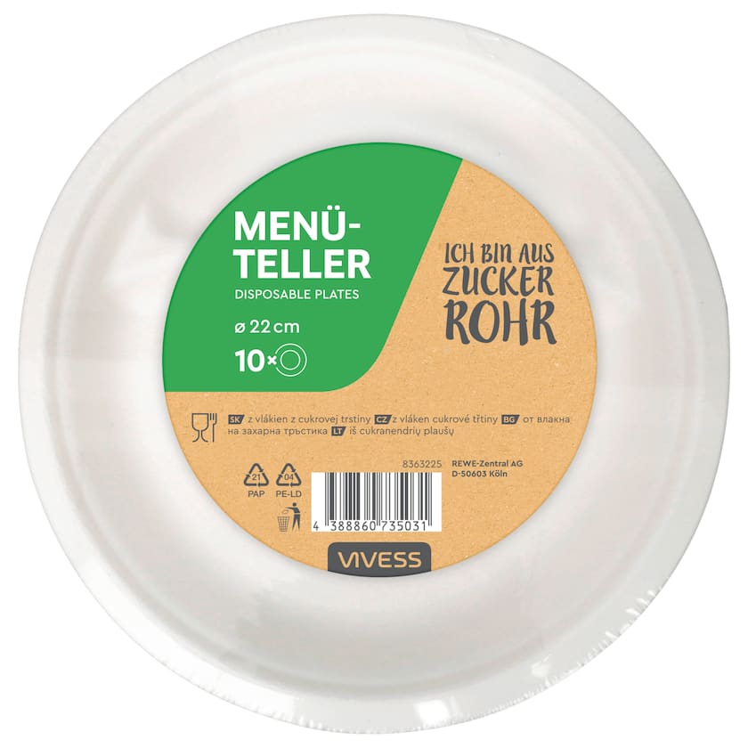 Vivess Menüteller 22cm 10 Stück