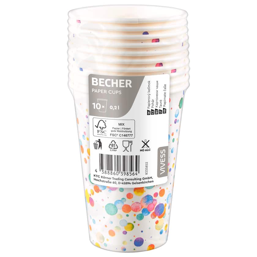 Vivess Motivpappbecher 0,2l 10 Stück