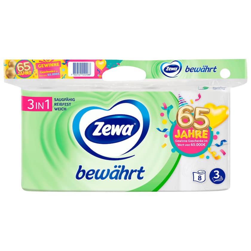 Zewa bewährt Toilettenpapier 3-lagig 8x150 Blatt