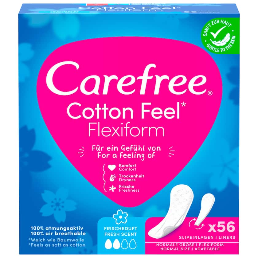 Carefree Slipeinlagen Cotton Feel Flexiform Frischeduft 56 Stück