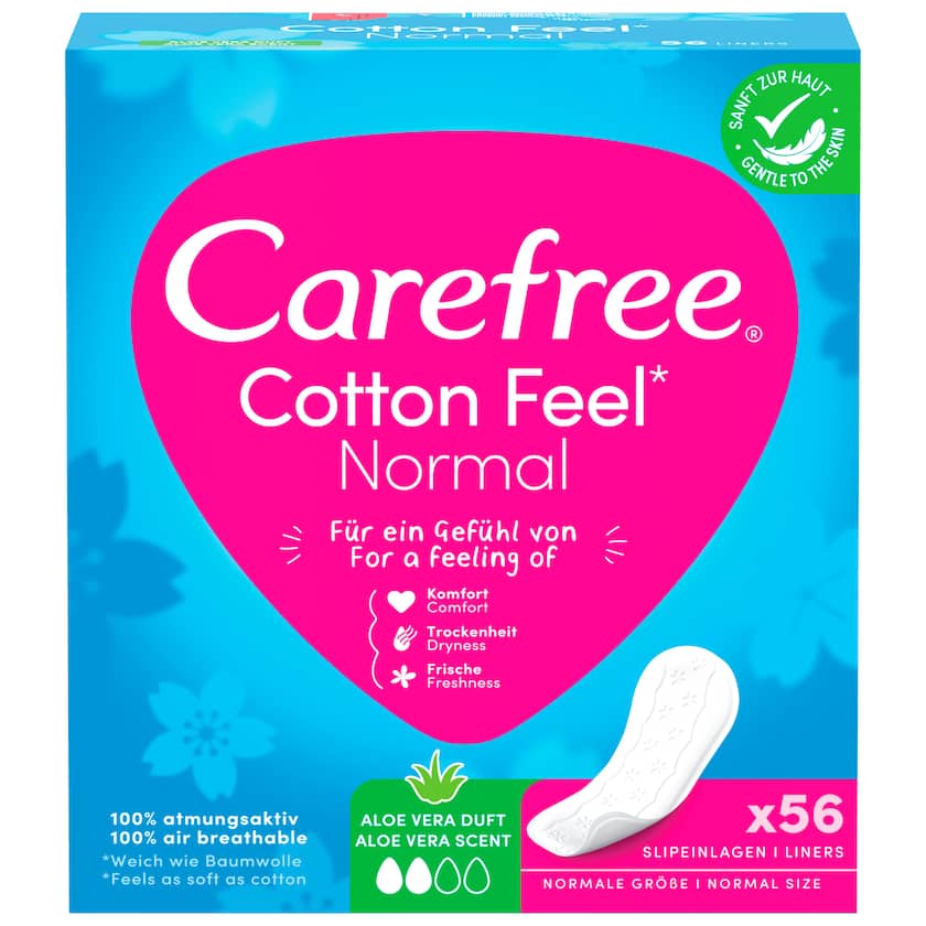 Carefree Cotton Slipeinlagen Aloe Normal 56 Stück