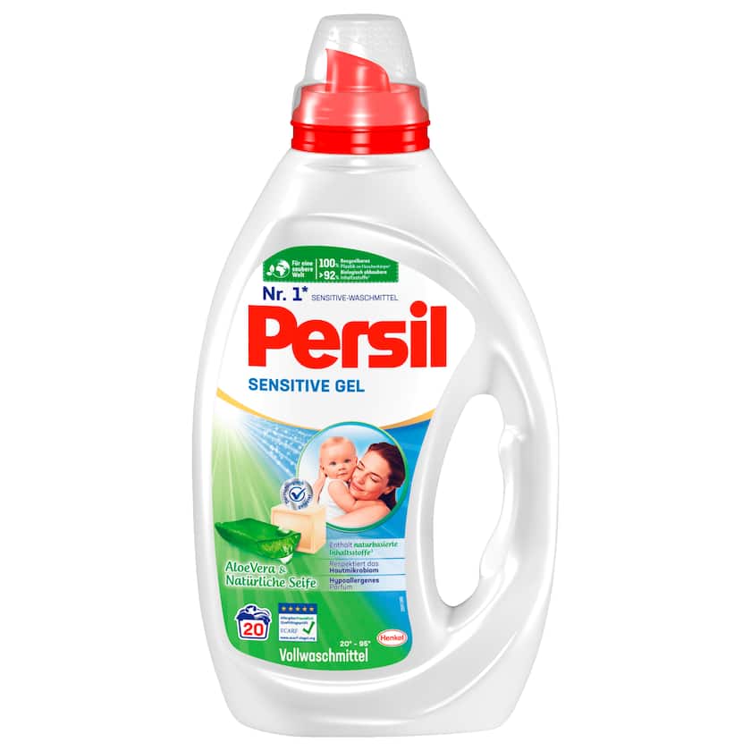 Persil Vollwaschmittel Sensitive Gel Aloe Vera & Natürliche Seife 900ml, 20WL