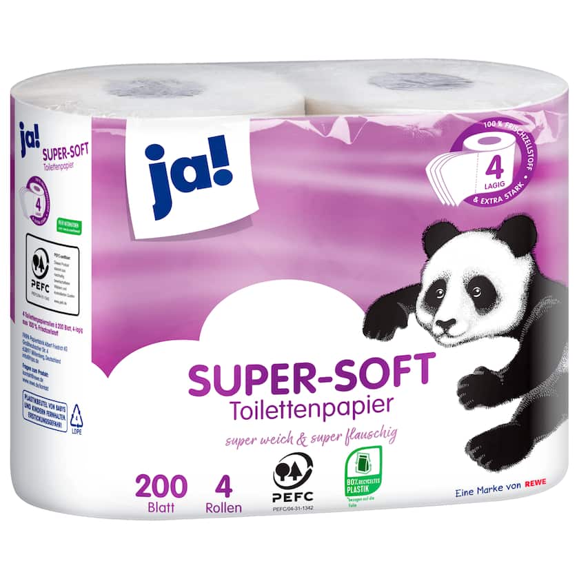 ja! Super-Soft Toilettenpapier 4-lagig 4x200 Blatt