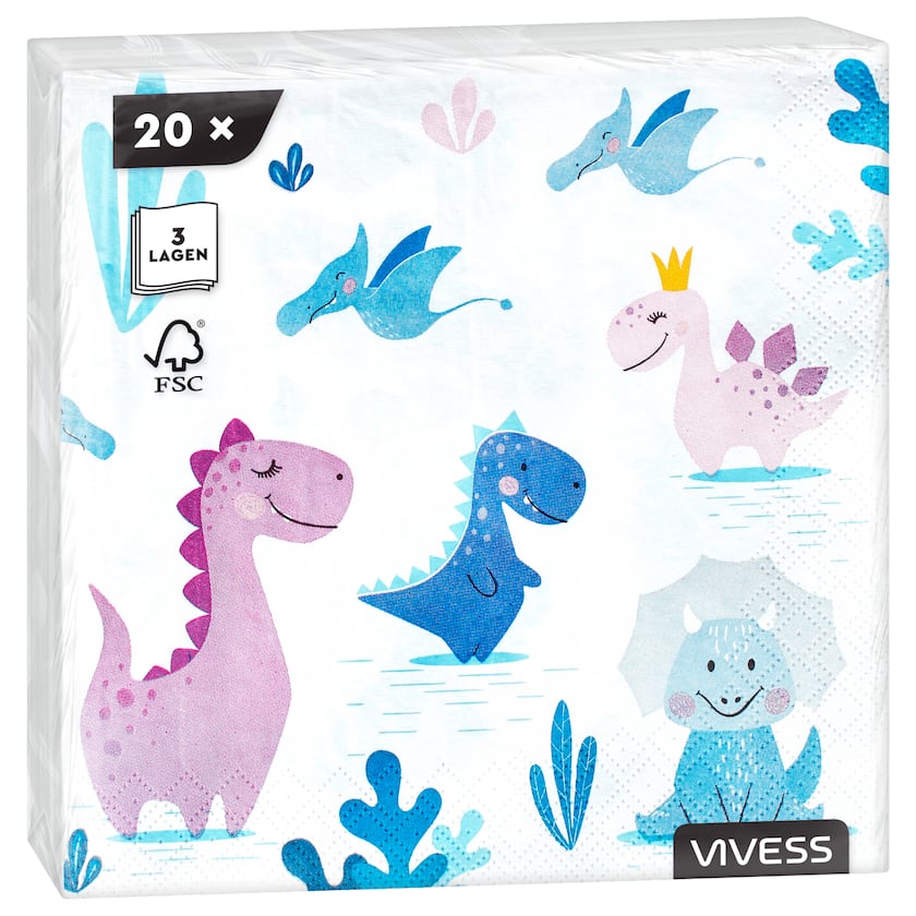 Vivess Kids Servietten Dinosaurier 20 Stück