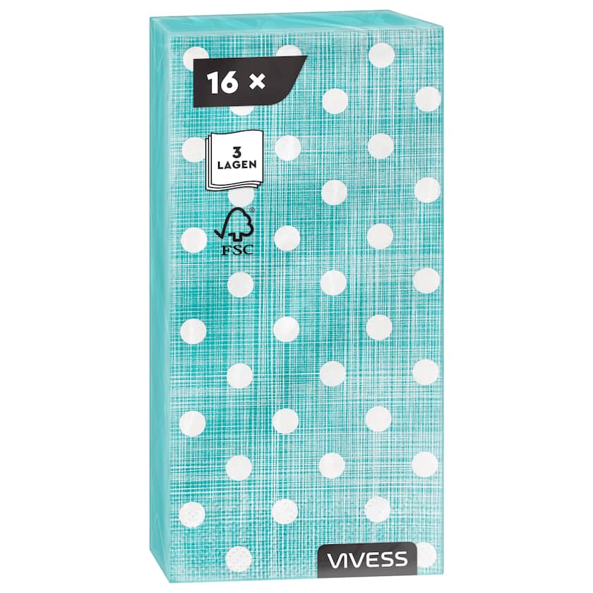 Vivess Servietten Elegant Türkis 16 Stück