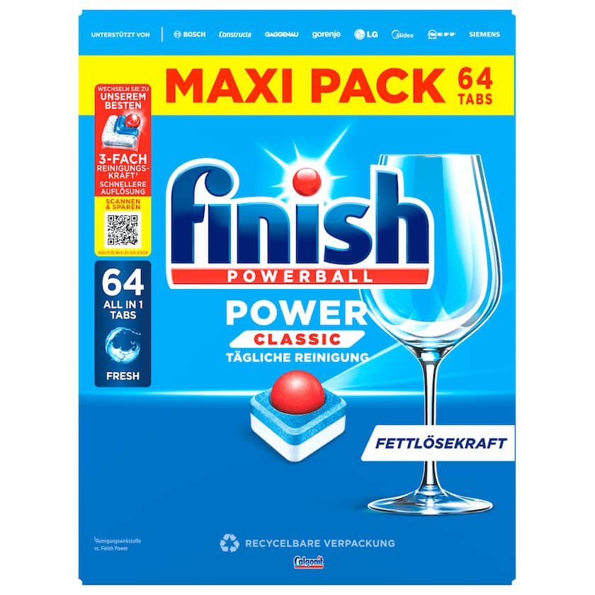 Finish Power Classic All in 1 Spülmaschinentabs 64 Tabs