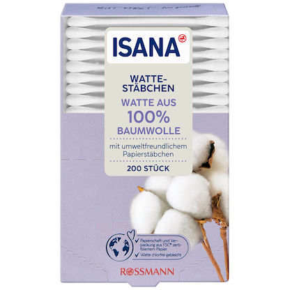 ISANA Wattestäbchen weiß, 200 St.
