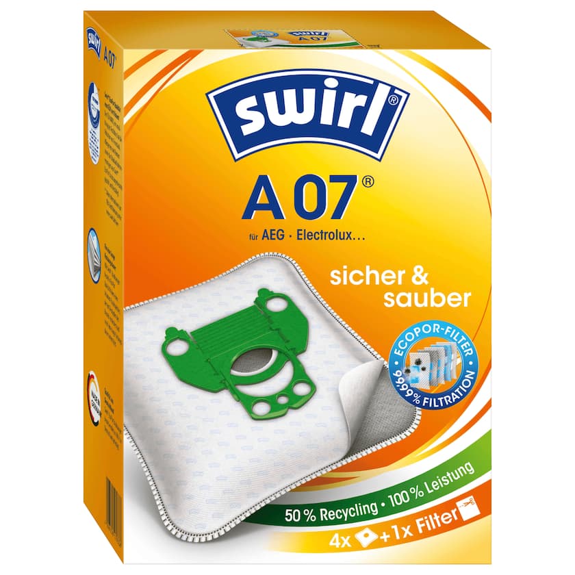 Swirl Staubsaugerbeutel A 07 MicroPor Plus 4 Stück