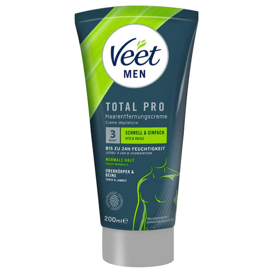 Veet Men Total Pro Haarentfernungscreme Oberkörper & Beine 200ml