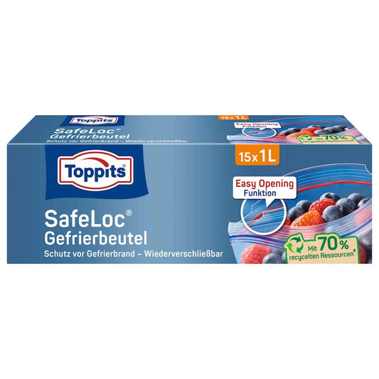 Toppits Doppelverschluss-Gefrierbeutel 1l, 15 Stück