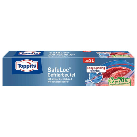 Toppits Doppelverschluss-Gefrierbeutel 3l, 12 Stück