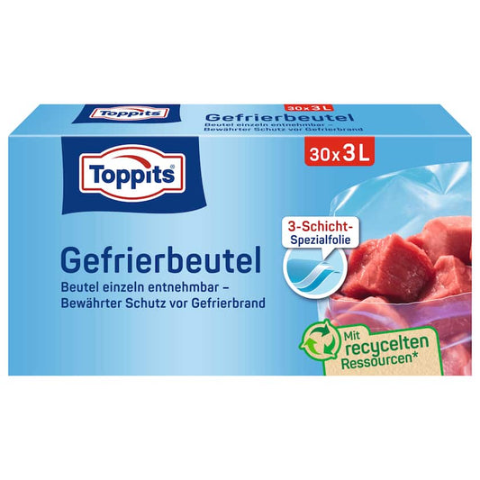 Toppits Gefrierbeutel mit Standboden 3l, 30 Stück