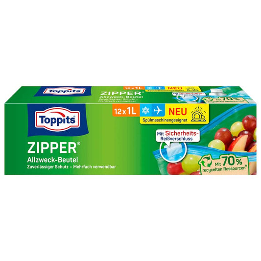 Toppits Zipper Allzweck-Beutel 1l, 12 Stück