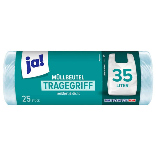 ja! Mülleimer-Beutel + Tragegriff 35l, 25 Stück