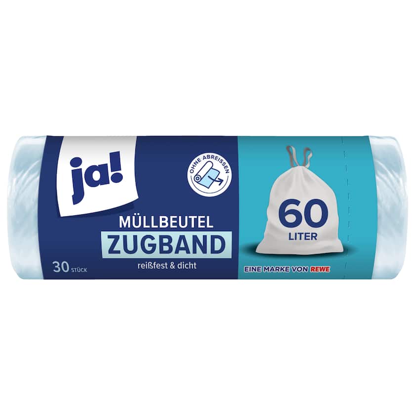 ja! Müllbeutel mit Zugband 60l, 30 Stück