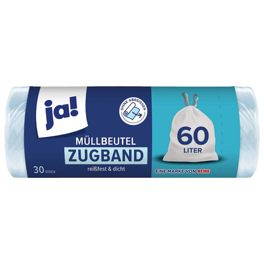 ja! Müllbeutel mit Zugband 60l, 30 Stück