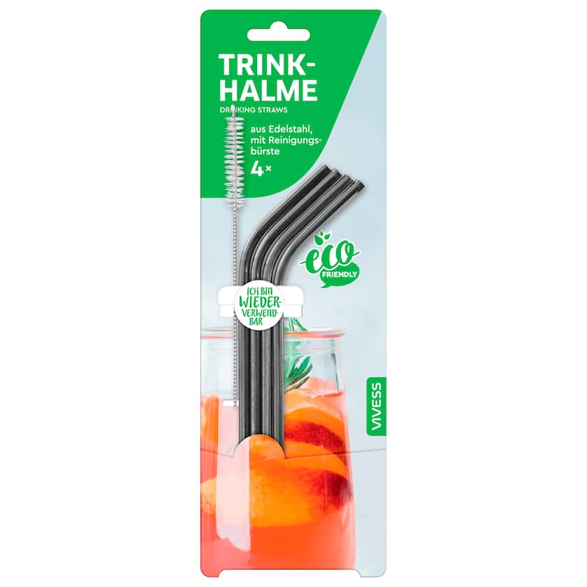 شفاطات شرب من الفولاذ المقاوم للصدأ من Vivess، 4 قطع