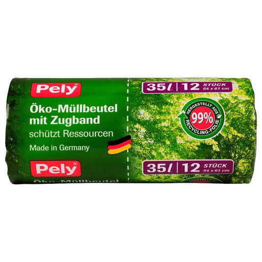 Pely Öko-Müllbeutel mit Zugband 35L, 12 Stück