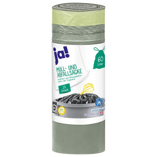 ja! Müllsäcke 60l mit Zugbeutel 25 Stück