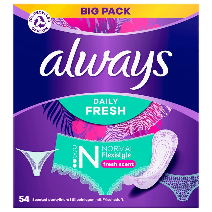 Always Slipeinlagen Daily Fresh Flexistyle Normal 54 Stück
