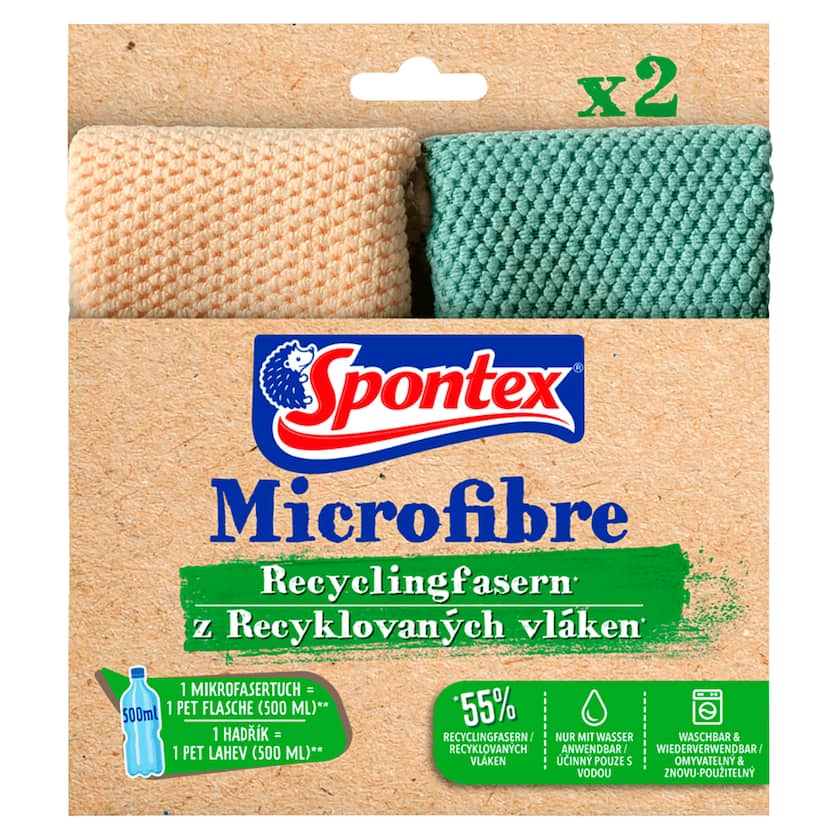 Spontex Microfibre Mikrofasertuch Recyclingfasern 2 Stück