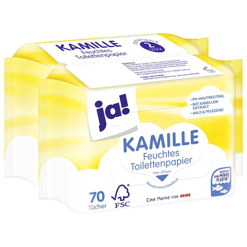 ja! Feuchtes Toilettenpapier Kamille 2x70 Stück