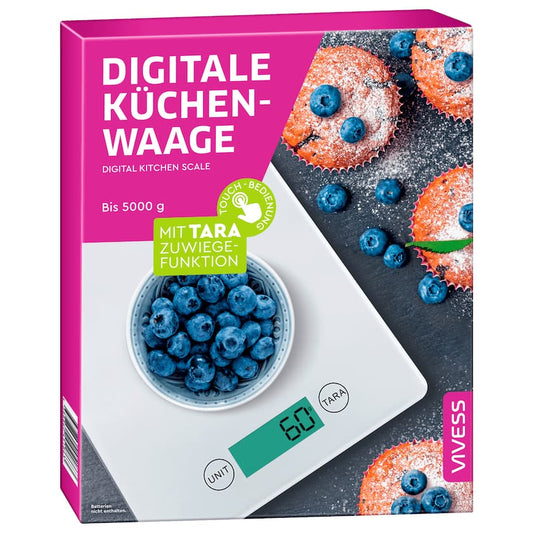 Vivess digitale Küchenwaage mit Tara-Zuwiegefunktion bis 5kg