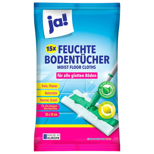 ja! Feuchte Bodentücher für glatte Böden 15 Stück