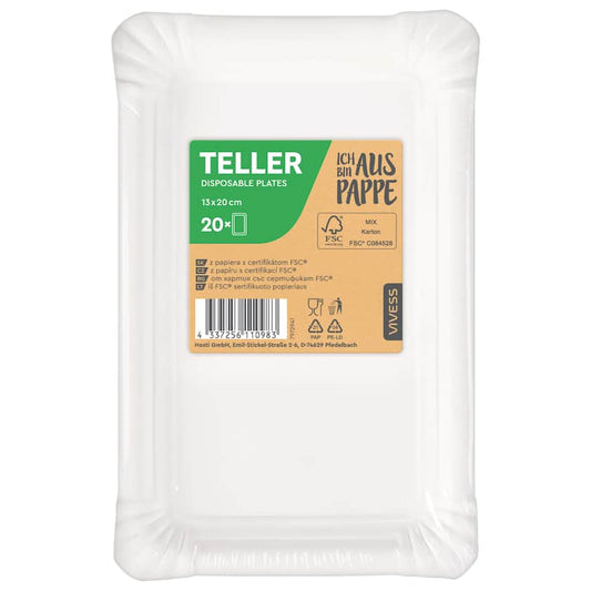Vivess Pappteller 13x20cm 20 Stück