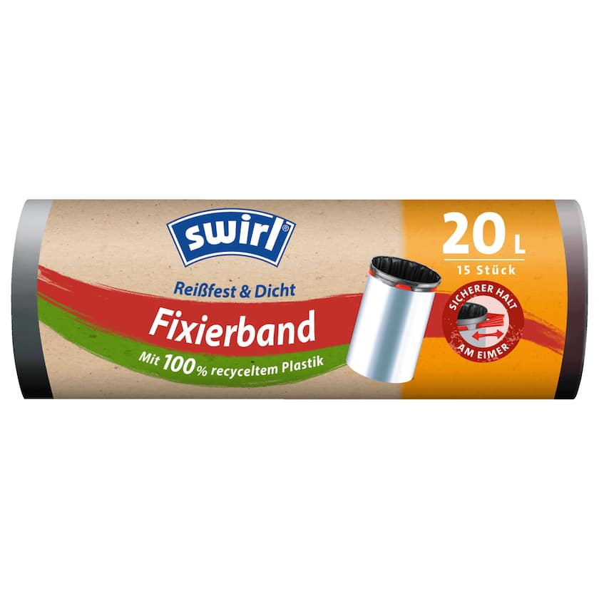 Swirl Müllbeutel mit Fixierband 20l, 15 Stück