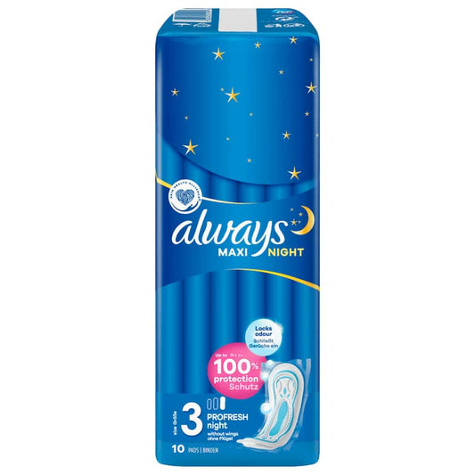 Always Damenbinden Maxi Night ProFresh Night Größe 3, 10 Stück