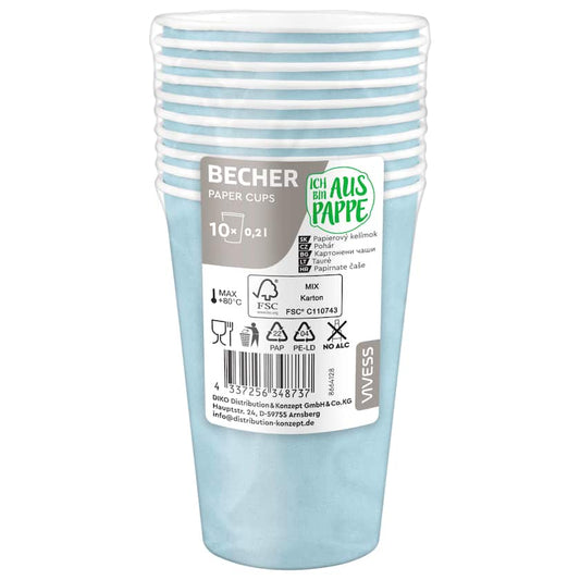 Vivess Pappbecher 10x 225ml blau
