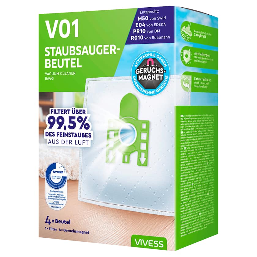 Vivess Staubsaugerbeutel V01 4 Stück
