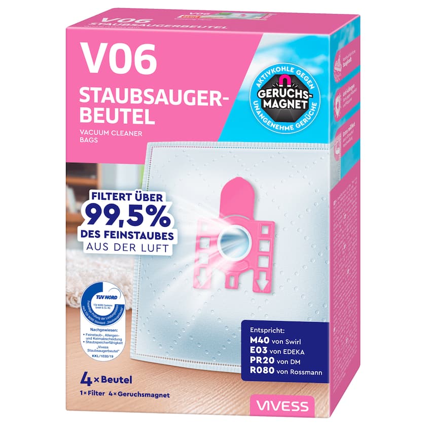 Vivess Staubsauger-Beutel V06 4 Stück