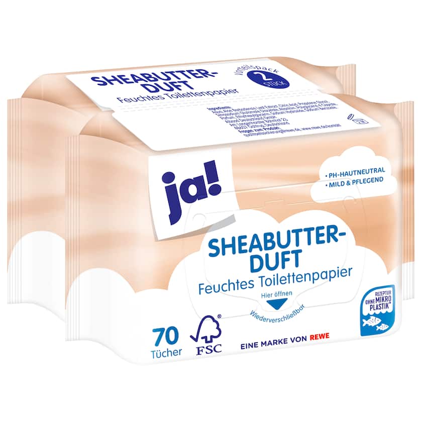 ja! Feuchtes Toilettenpapier Sheabutter-Duft 70 Stück
