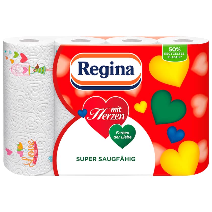 Regina Haushaltstücher mit Herzen 4x45 Blatt