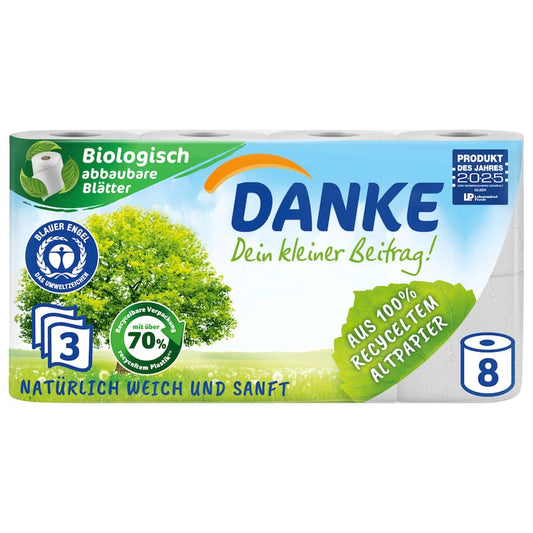 Danke Toilettenpapier 3-lagig 8x150 Blatt