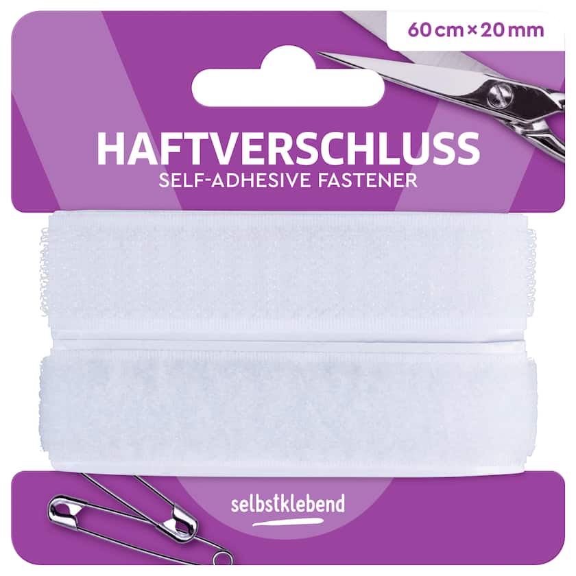 Haftverschluss selbstklebend weiß 60cm x 20mm