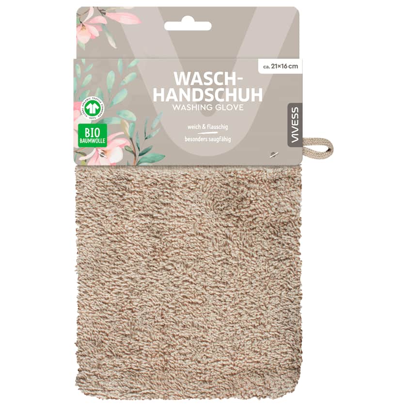 Vivess Waschhandschuh braun