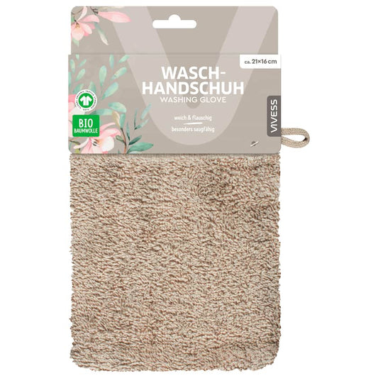 Vivess Waschhandschuh braun